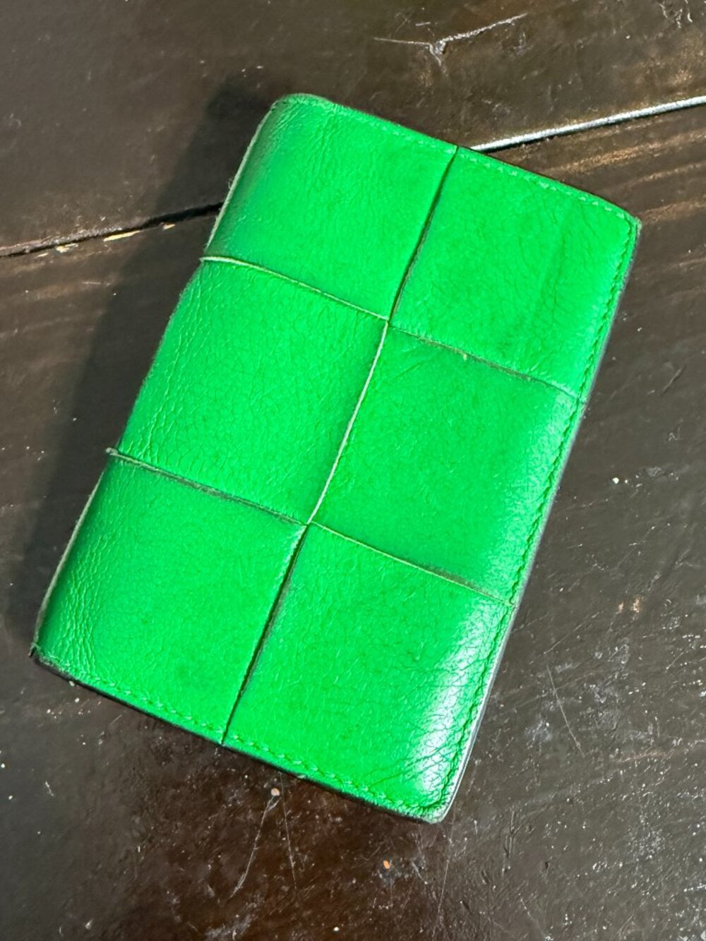 Bottega Veneta Parakeet Green Intrecciato Wallet Bifold Genuine Leather Bi-Fold